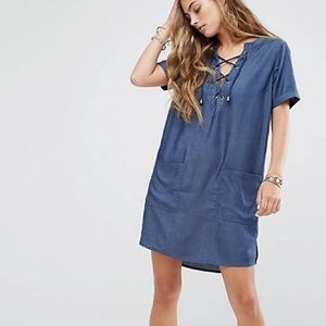 Lovers + Friends lace up denim dress